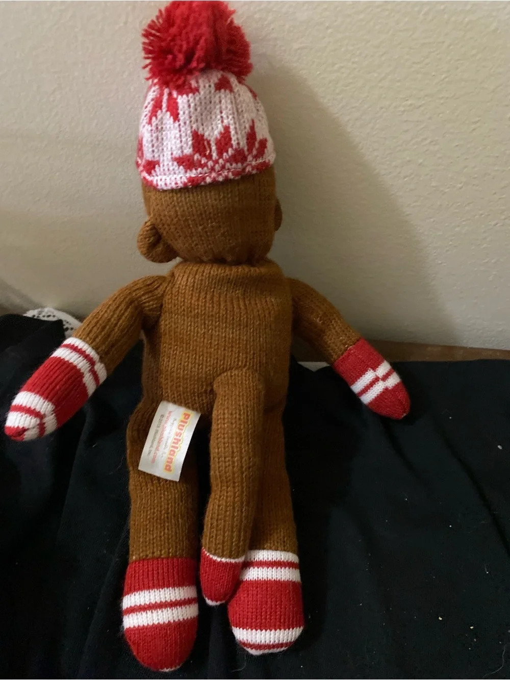 Brown and Red Knit Sock Monkey Plush Doll - Unbranded